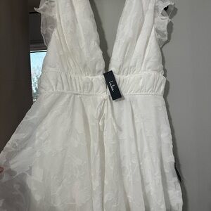 White Lace V-Neck Romper